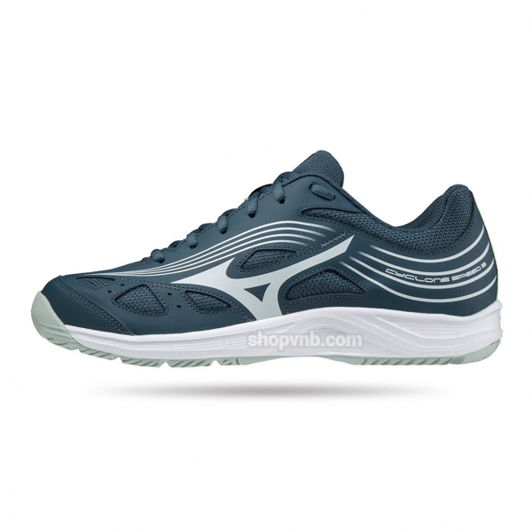 Giày Cầu Lông Mizuno Cyclone Speed 3 - Xanh Xám Chính Hãng